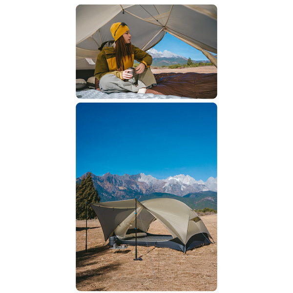 Намет двомісний ультралегкий Naturehike Mongar UL, коричневий