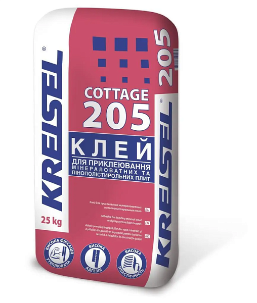 Суміш для приклеювання мінераловатних та пінополістирольних плит Kreisel 205, 25 кг